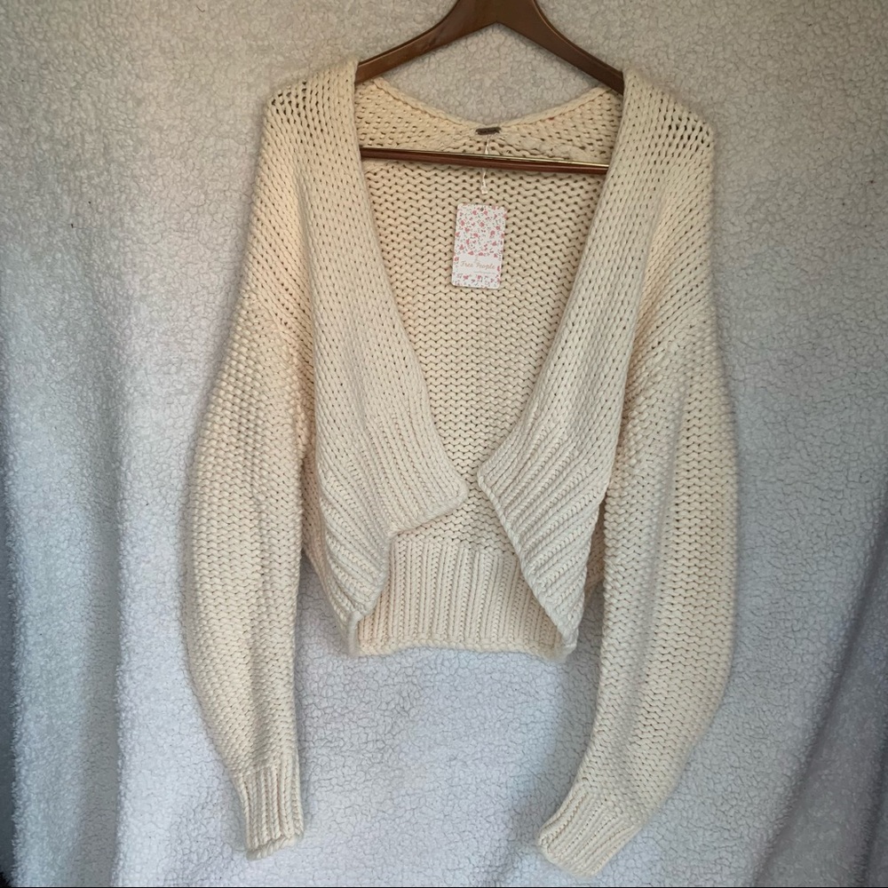 Free People NWT Chunky Knit Ribbed Open Front Sweater